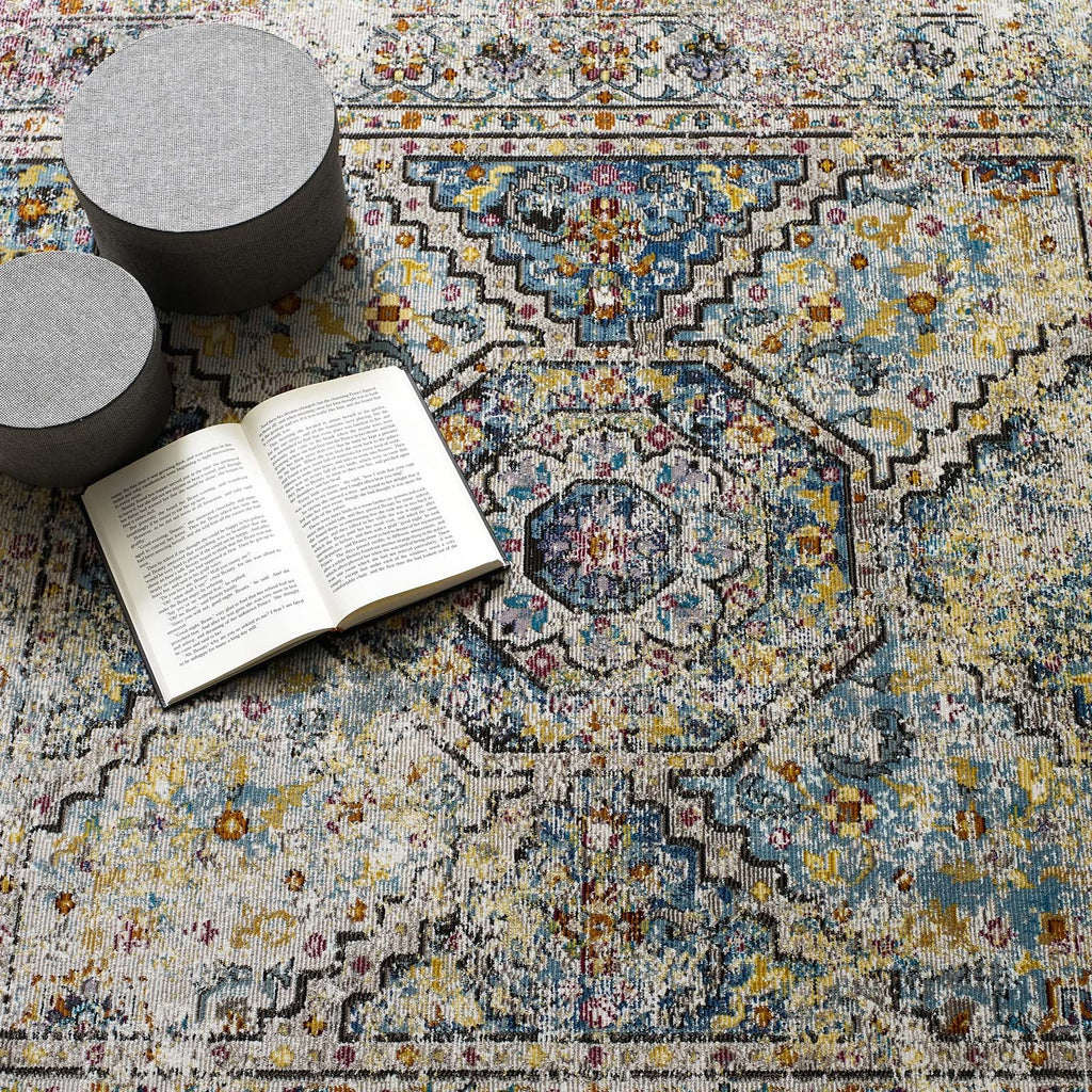 Success Jacinda Distressed Vintage Floral Vintage Medallion 8x10 Area Rug by Modway