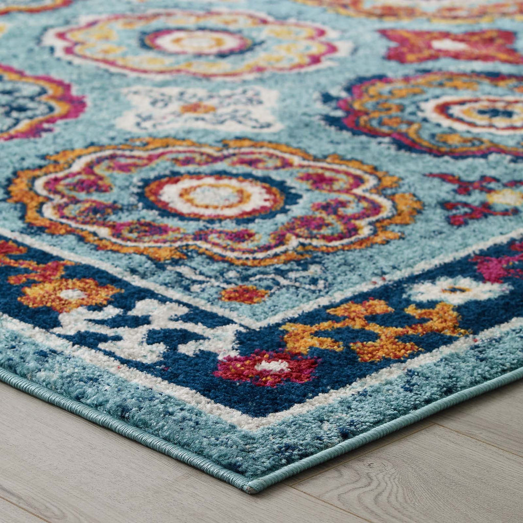 Entourage Odile Distressed Floral Moroccan Trellis 5x8 Area Rug by Modway