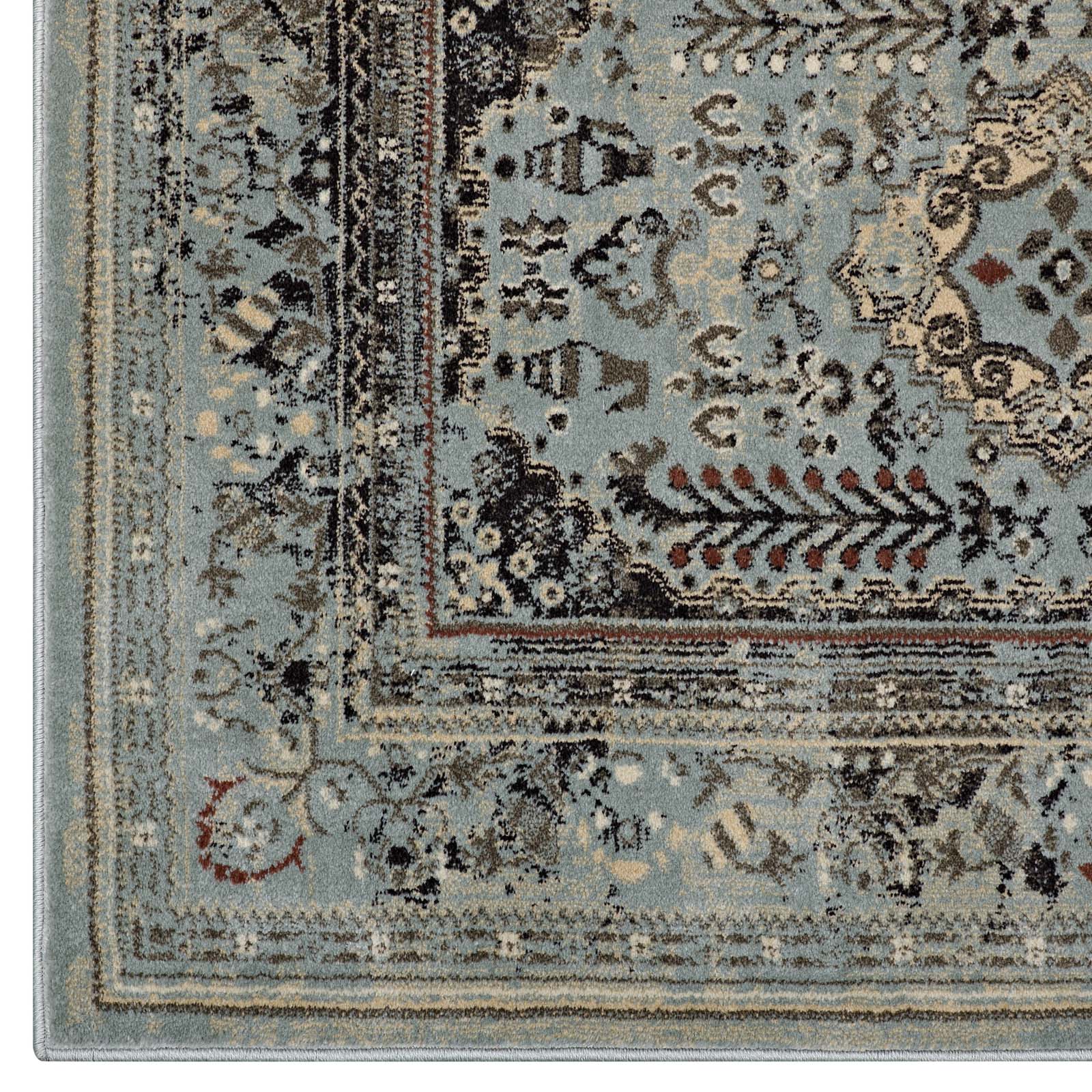 Enye Distressed Vintage Floral Lattice 5x8 Area Rug by Modway