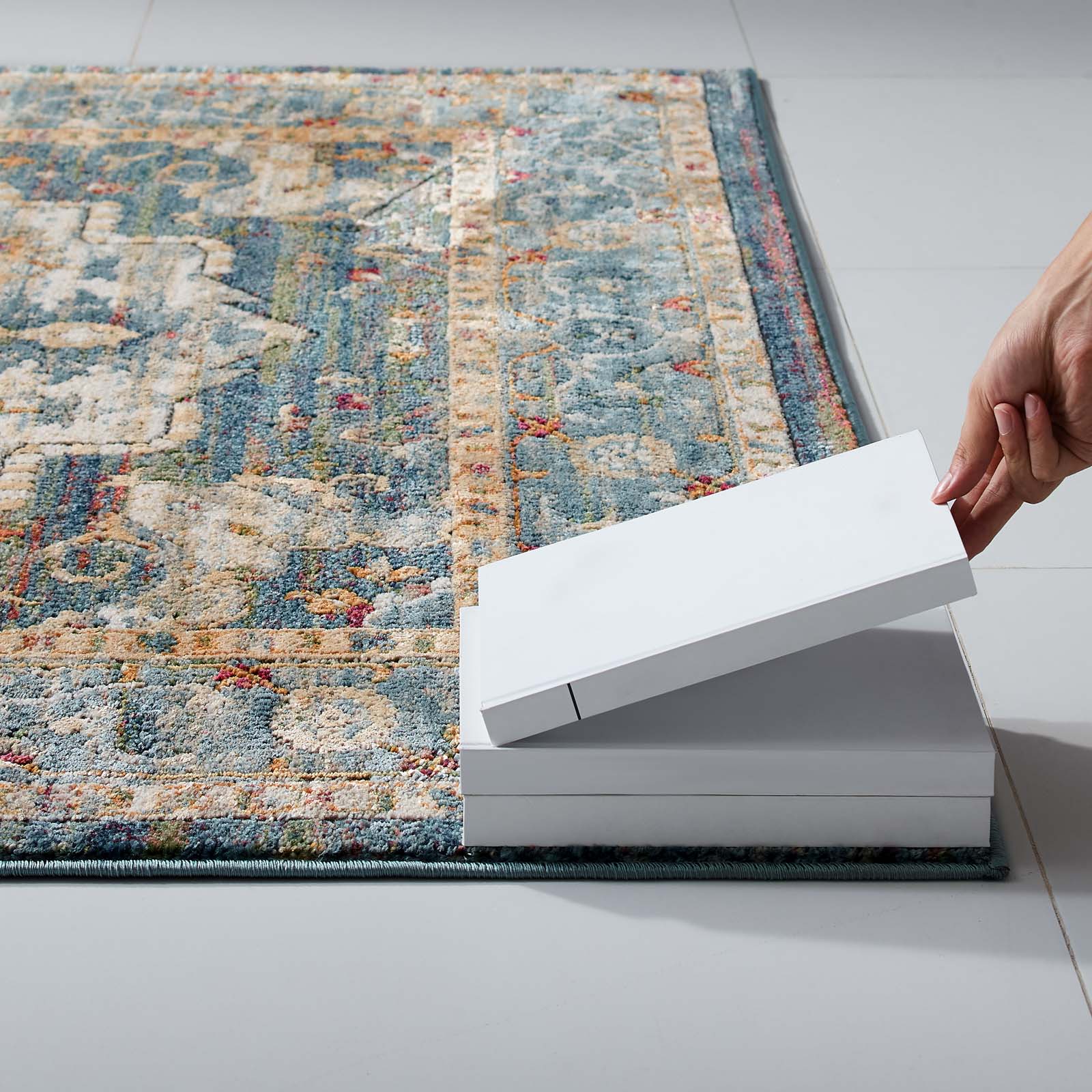 Tribute Diantha Distressed Vintage Floral Vintage Medallion 8x10 Area Rug by Modway
