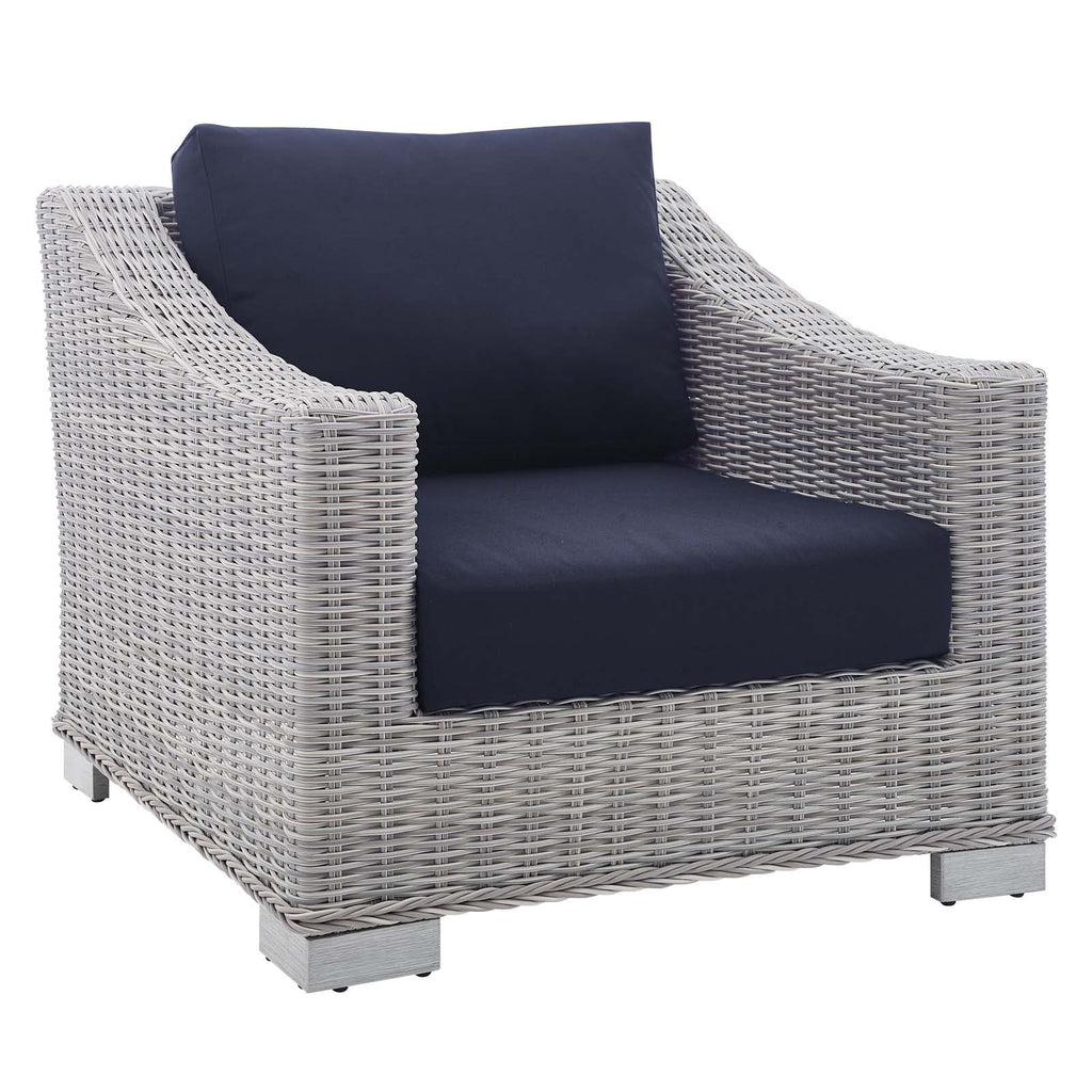 Conway 2-Piece Sunbrella¨ Outdoor Patio Wicker Rattan Armchair and Ottoman Set by Modway