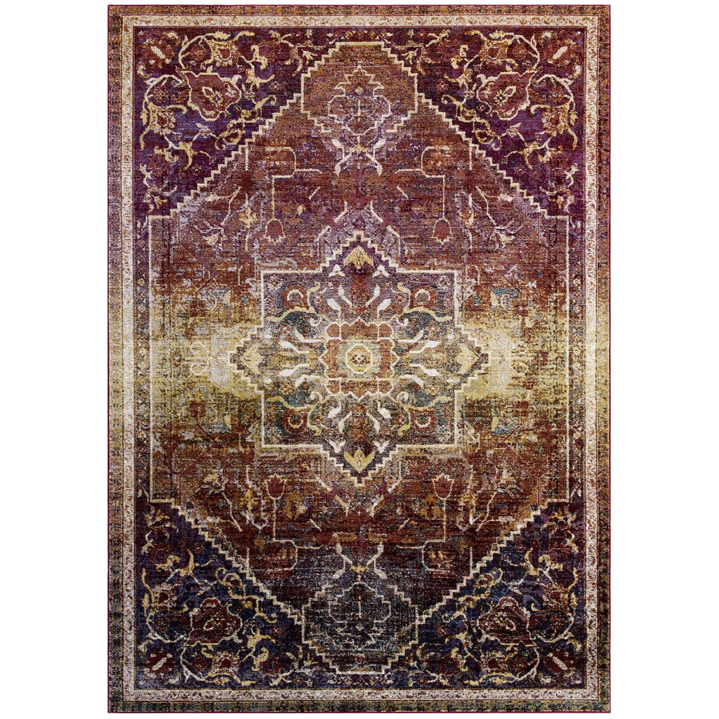 Success Kaede Transitional Distressed Vintage Floral Vintage Medallion 5x8 Area Rug by Modway
