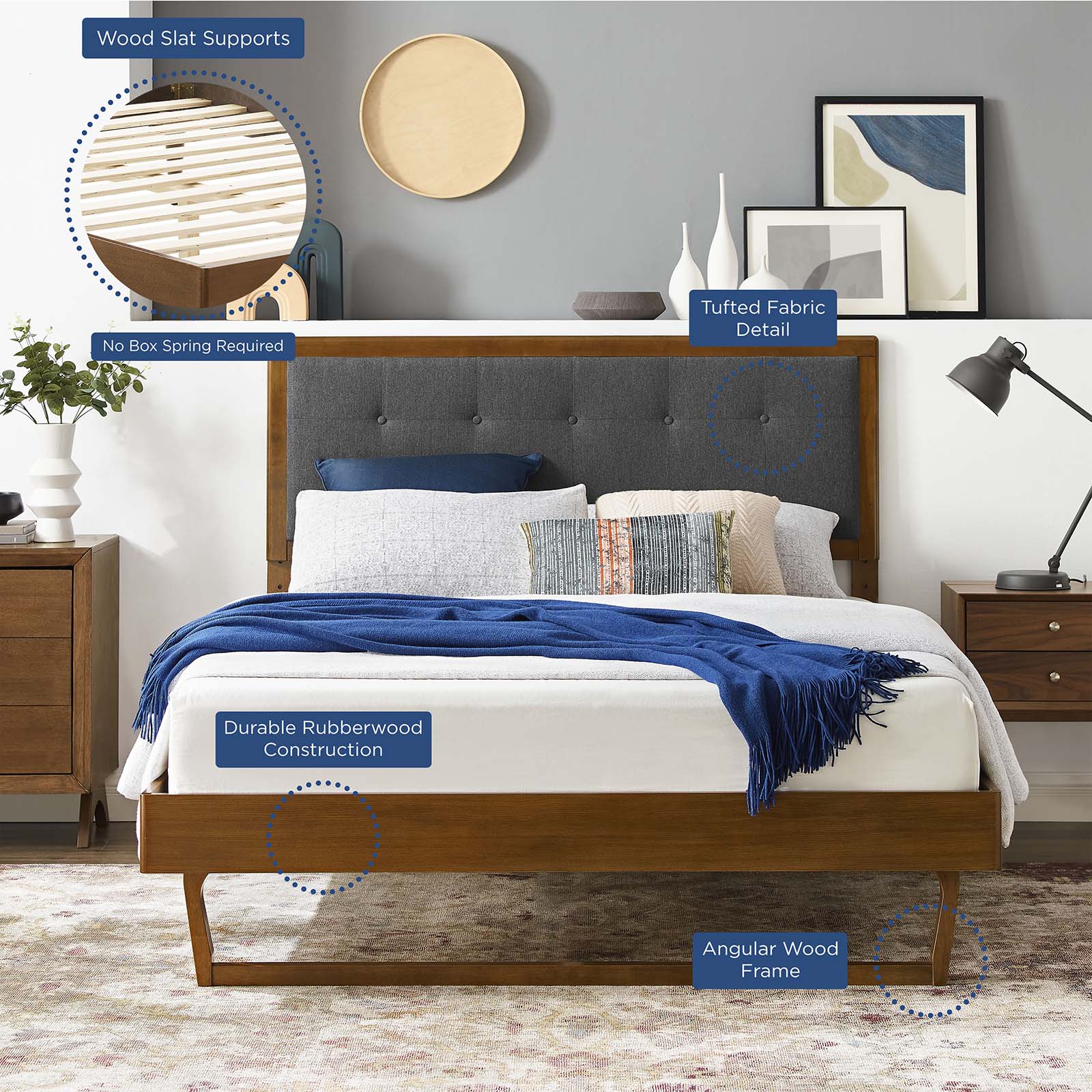Willow Wood Queen Platform Bed With Angular Frame by Modway