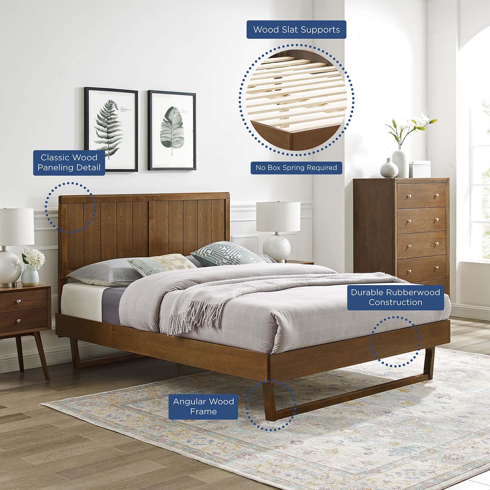 Alana Wood Queen Platform Bed With Angular Frame by Modway