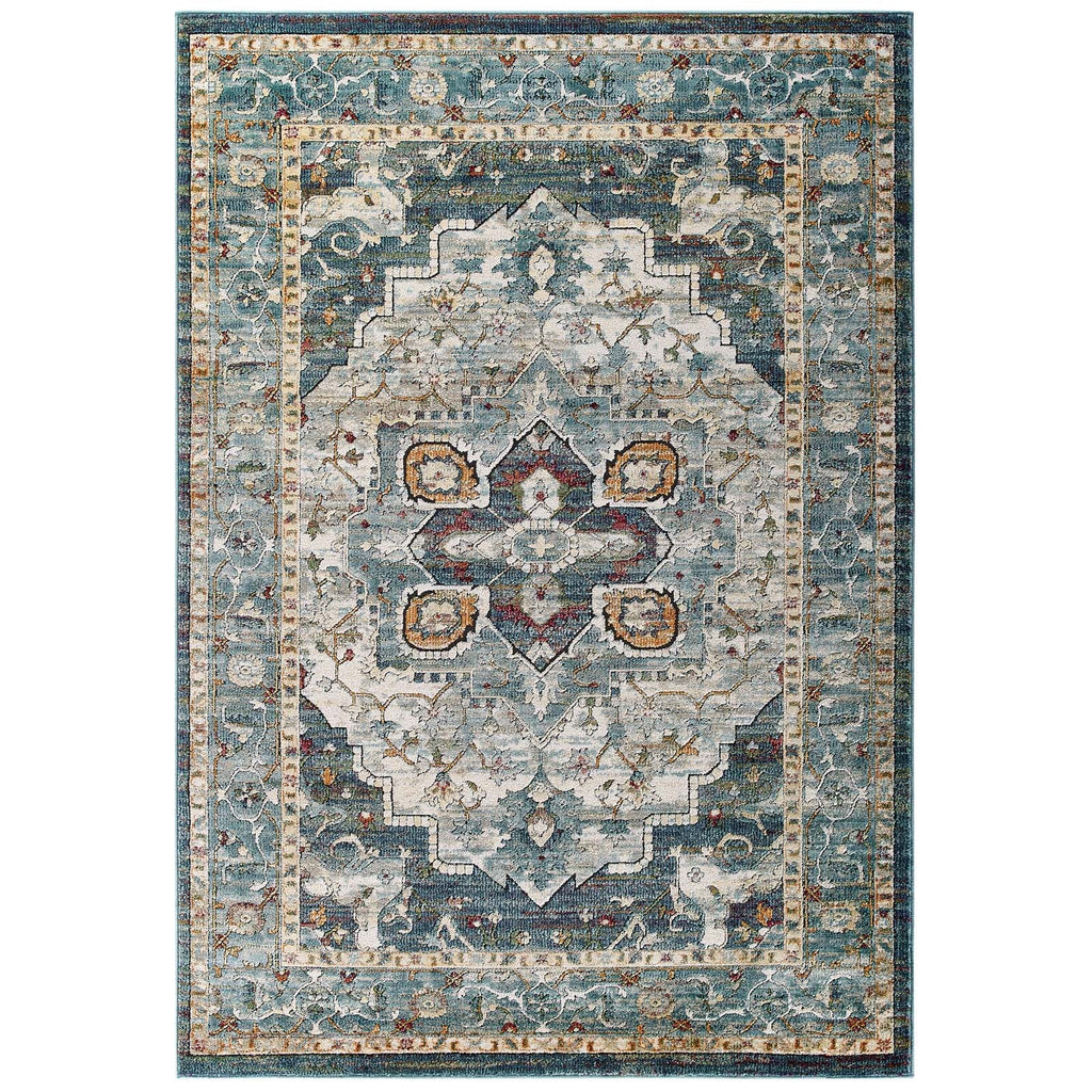 Tribute Diantha Distressed Vintage Floral Vintage Medallion 5x8 Area Rug by Modway