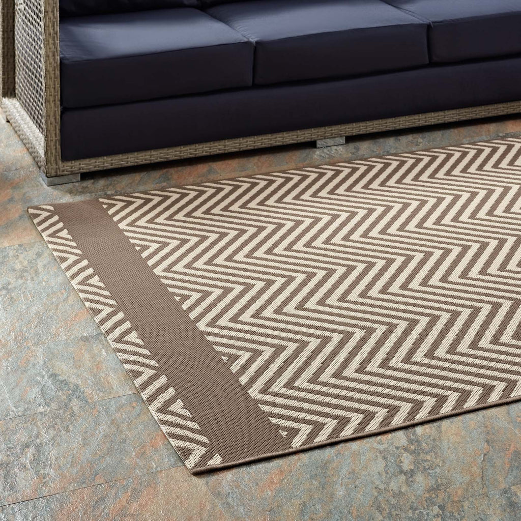 Optica Chevron With End Borders Indoor and Outdoor 8x10 Area Rug by Modway