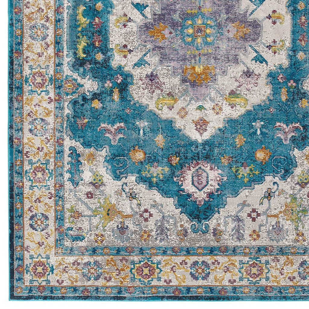 Success Anisah Distressed Floral Vintage Medallion 8x10 Area Rug by Modway
