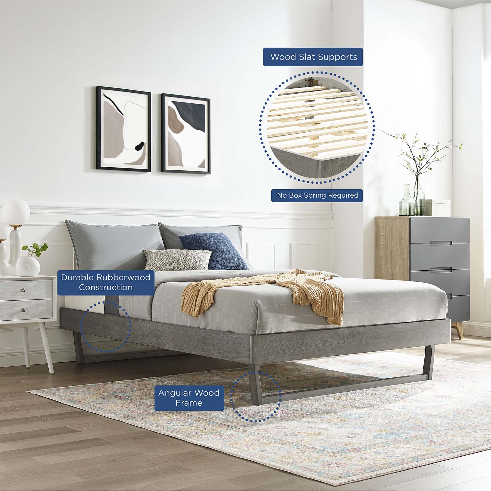Billie Wood Twin Platform Bed Frame by Modway