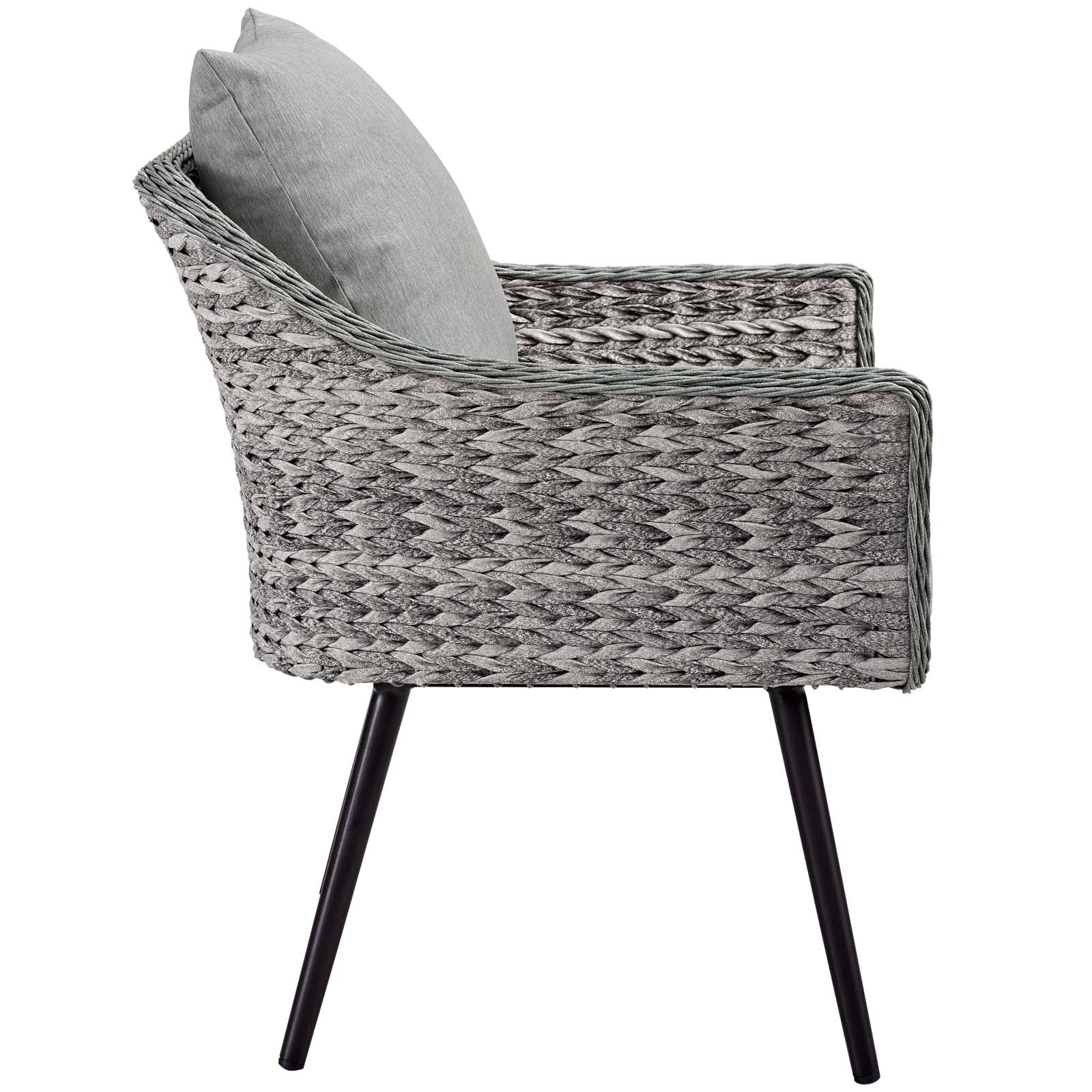 Endeavor 5 Piece Outdoor Patio Wicker Rattan Loveseat Armchair Coffee + Side Table Set by Modway