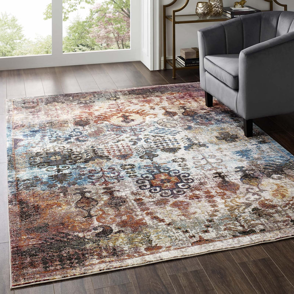 Success Tahira Transitional Distressed Vintage Floral Moroccan Trellis 5x8 Area Rug by Modway