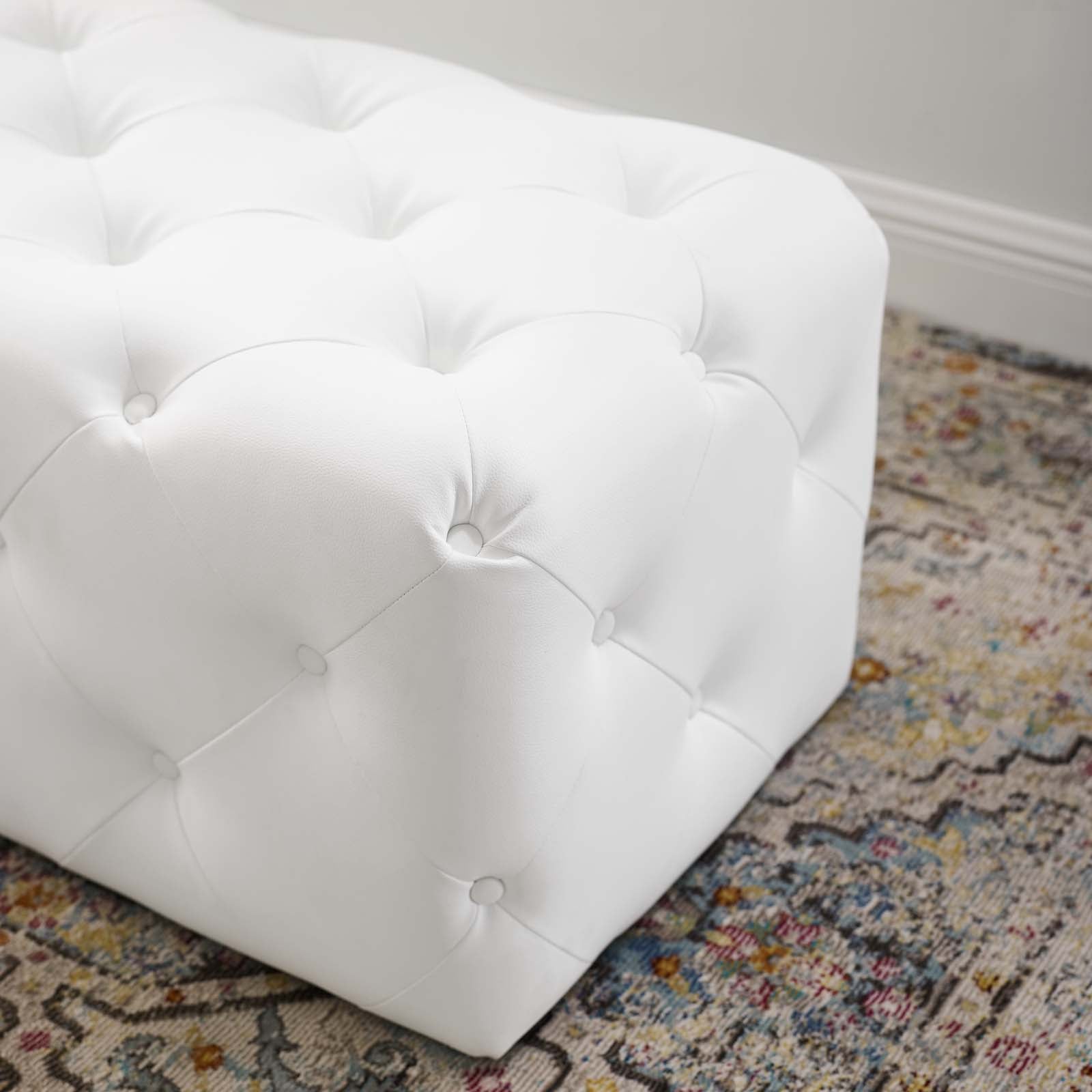 Amour 48" Tufted Button Entryway Faux Leather Bench by Modway