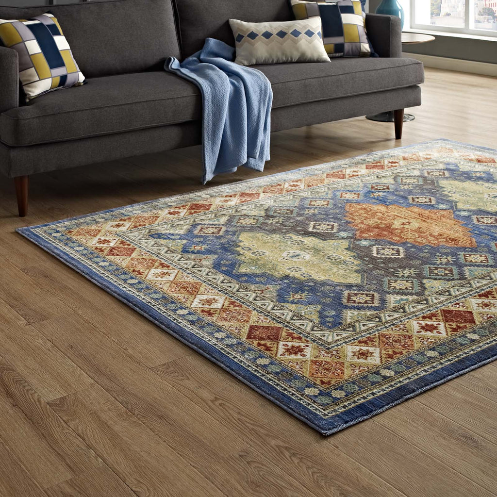 Atzi Distressed Southwestern Diamond Floral 8x10 Area Rug by Modway