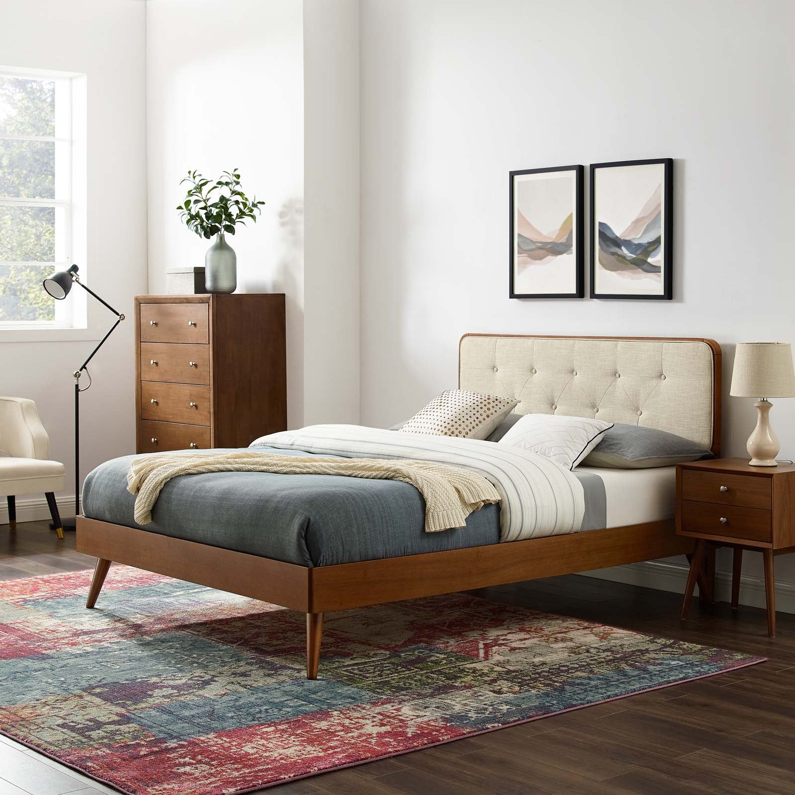 Bridgette Wood Twin Platform Bed With Splayed Legs by Modway