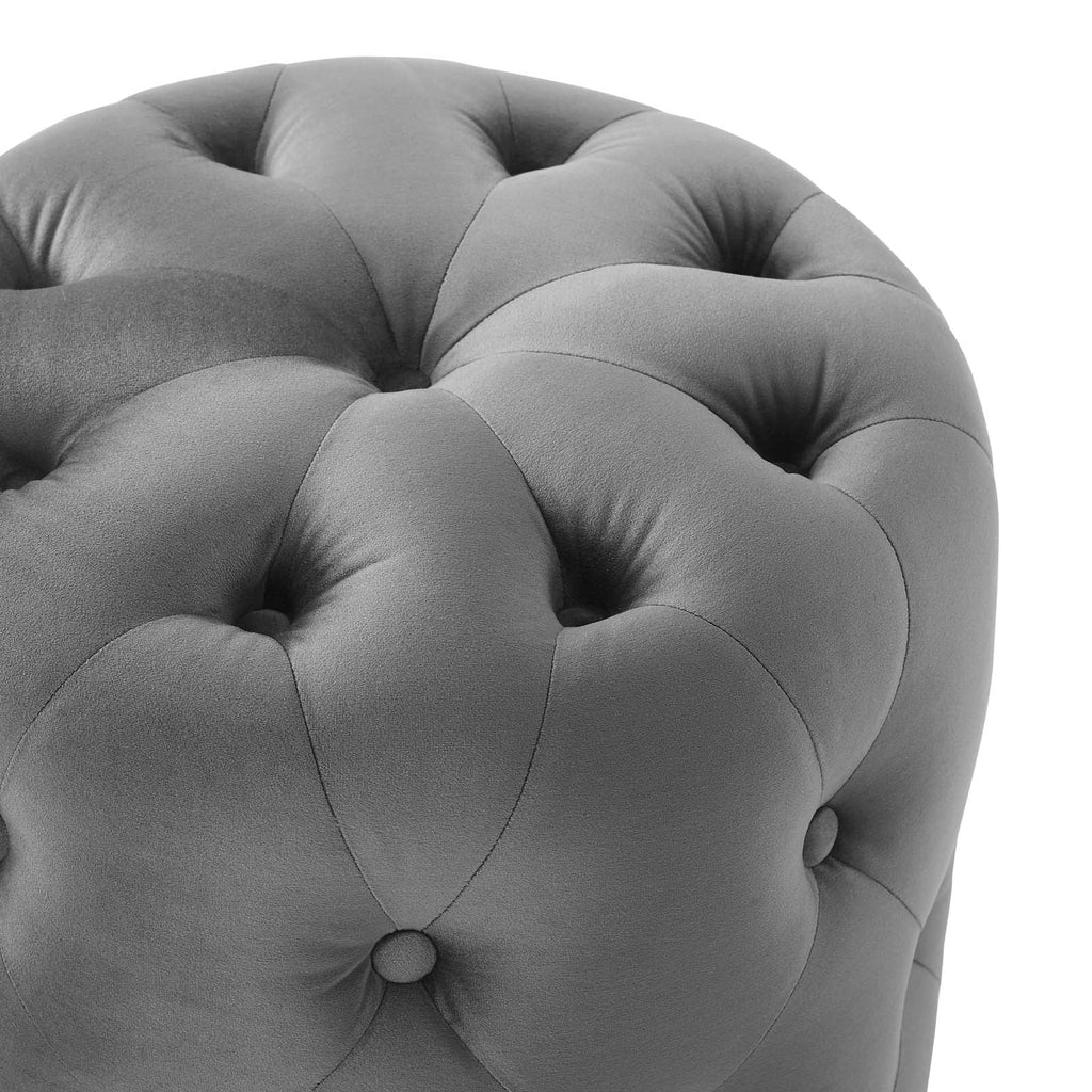 Amour Tufted Button Round Performance Velvet Ottoman by Modway