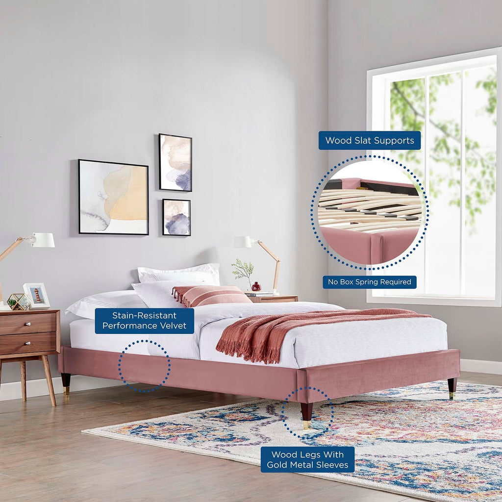 Harlow Performance Velvet Twin Platform Bed Frame by Modway