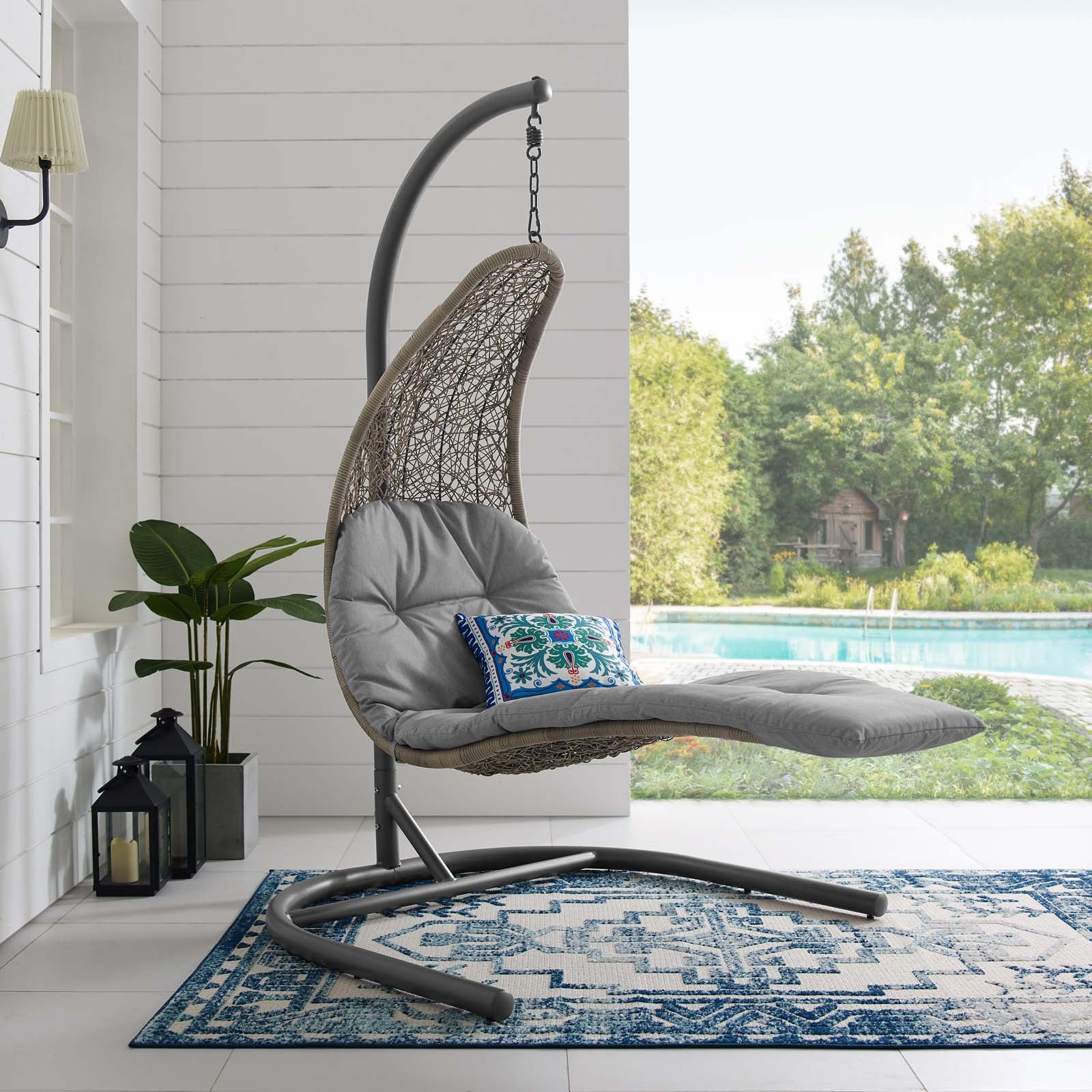 Landscape Hanging Chaise Lounge Outdoor Patio Swing Chair by Modway