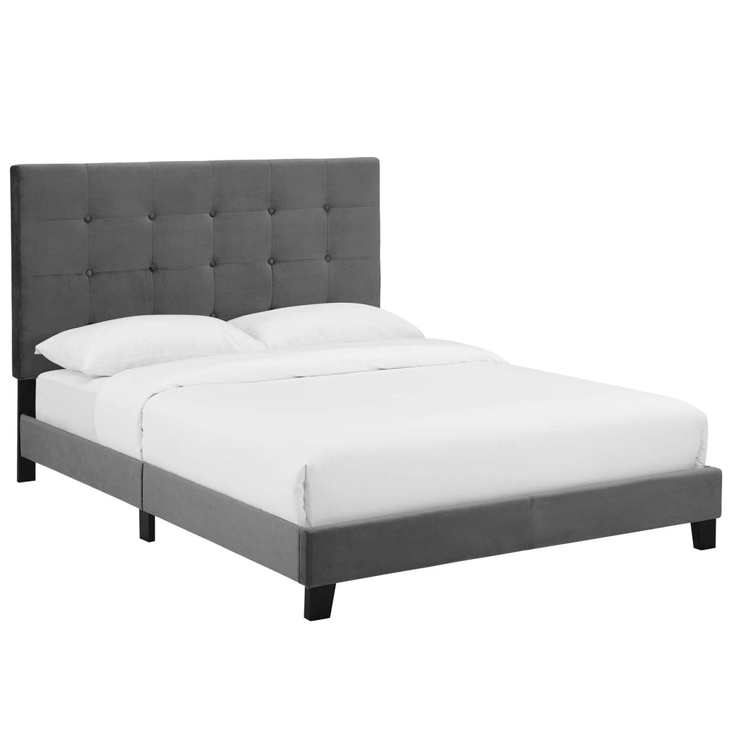 Melanie Tufted Button Upholstered Performance Velvet King Platform Bed by Modway