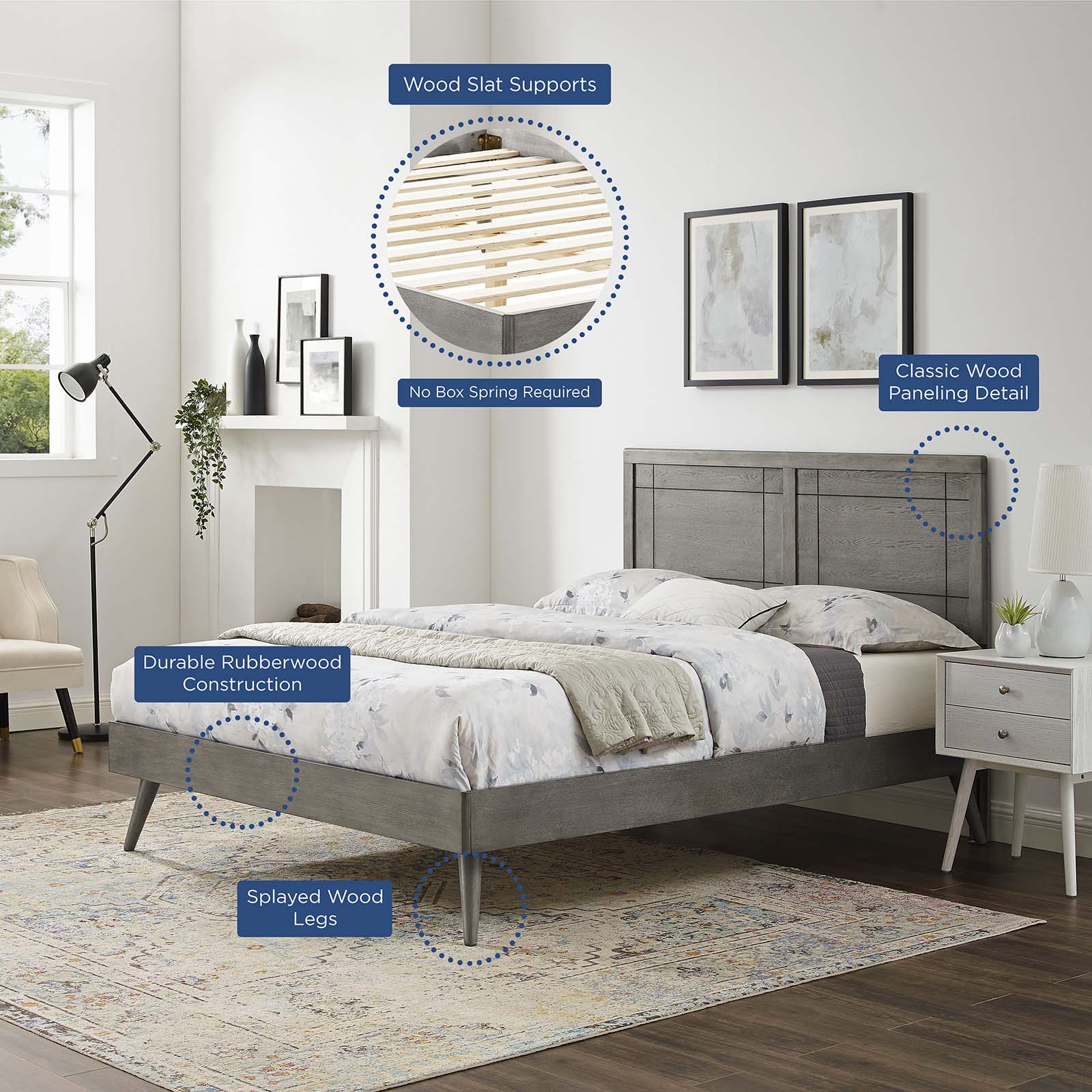 Marlee Wood Full Platform Bed With Splayed Legs by Modway