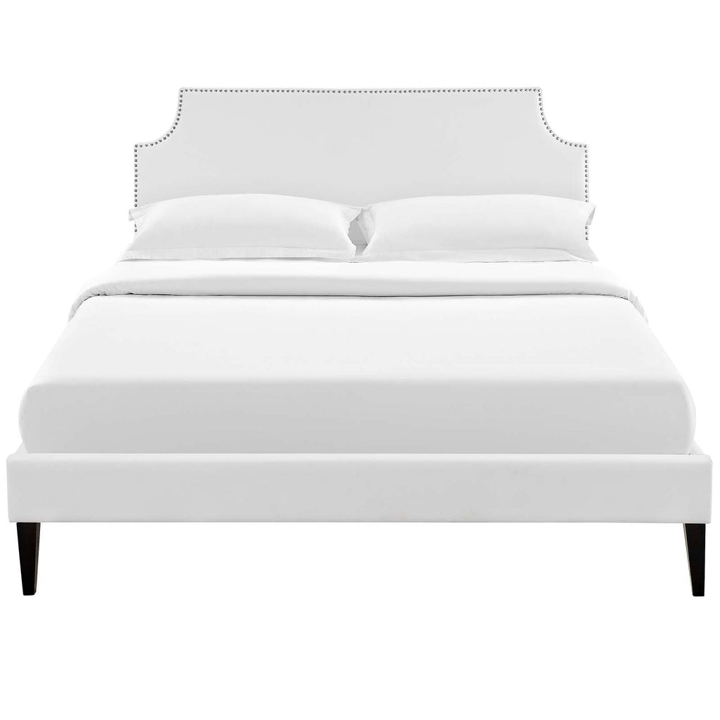Corene Vinyl Full Platform Bed with Squared Tapered Legs by Modway