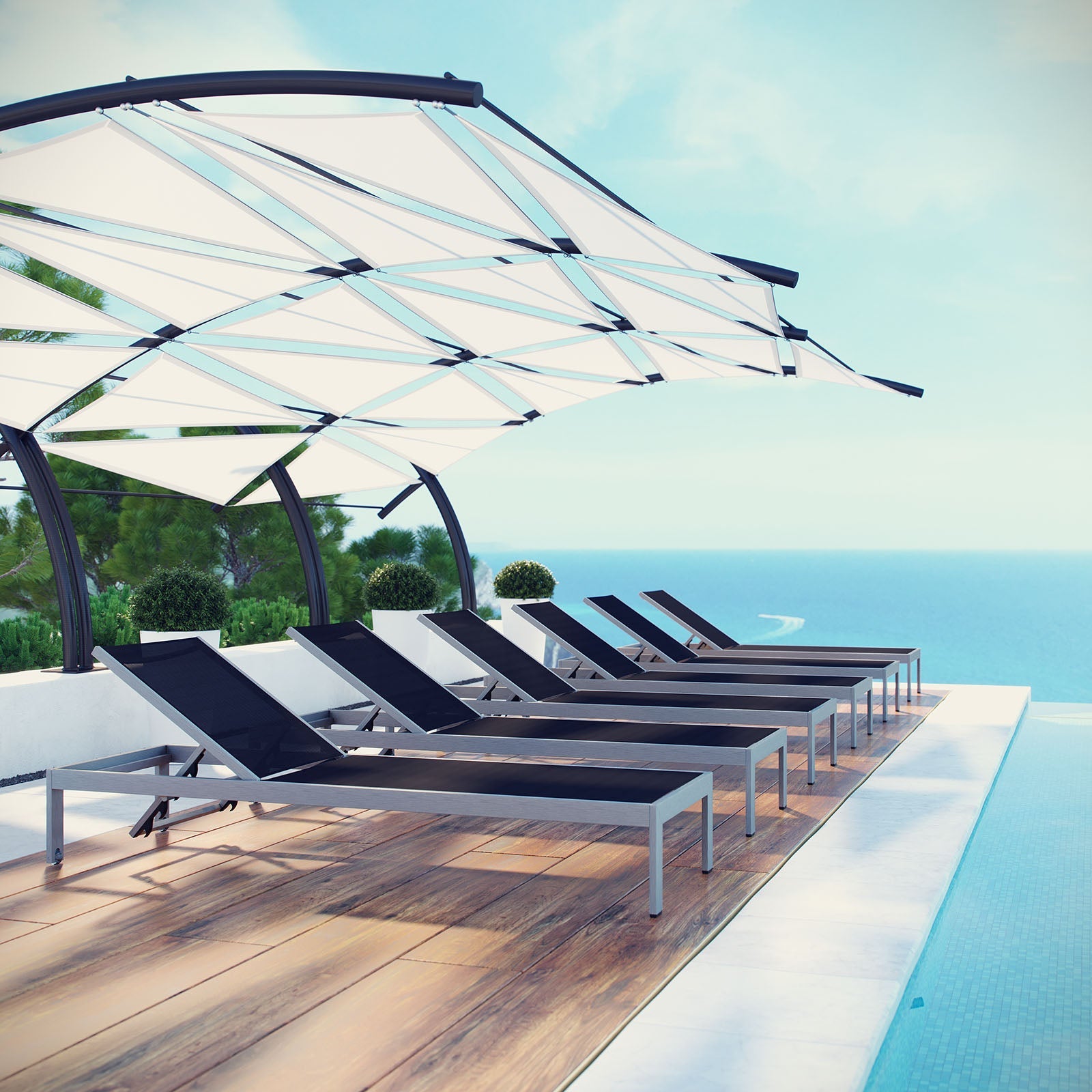 Shore Outdoor Patio Aluminum Chaise Set of 6 by Modway