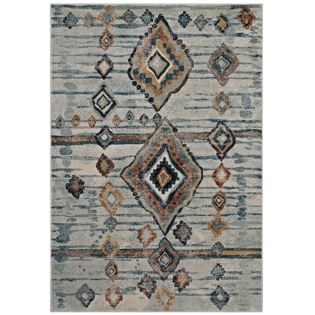 Jenica Distressed Moroccan Tribal Abstract Diamond 8x10 Area Rug by Modway