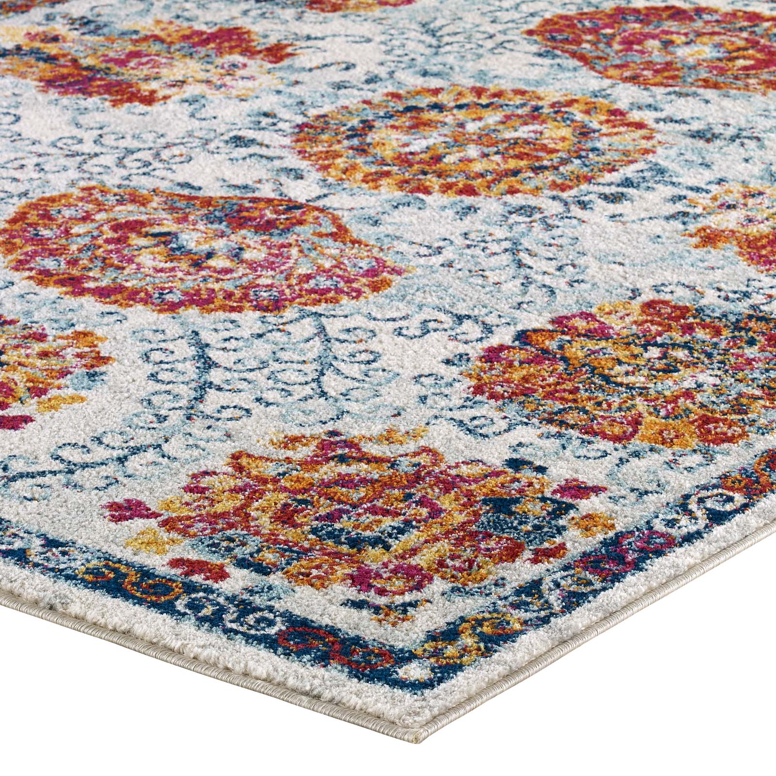 Entourage Kensie Distressed Floral Moroccan Trellis 8x10 Area Rug by Modway