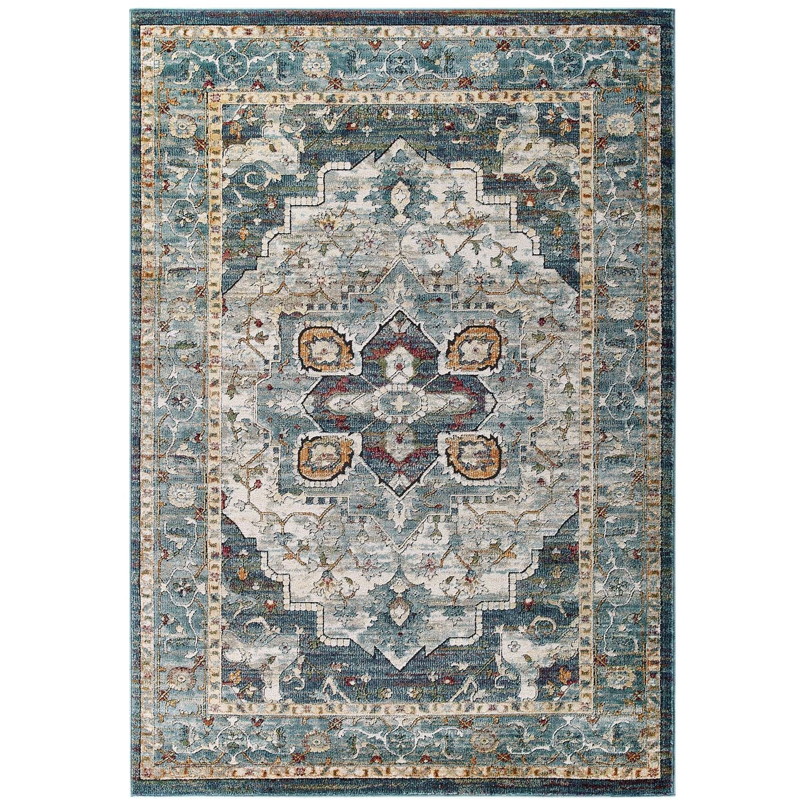 Tribute Diantha Distressed Vintage Floral Vintage Medallion 8x10 Area Rug by Modway