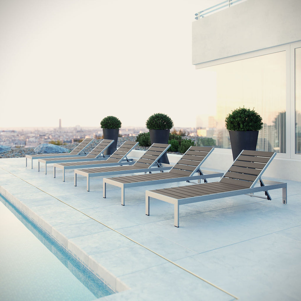 Shore Outdoor Patio Aluminum Chaise Set of 6 by Modway