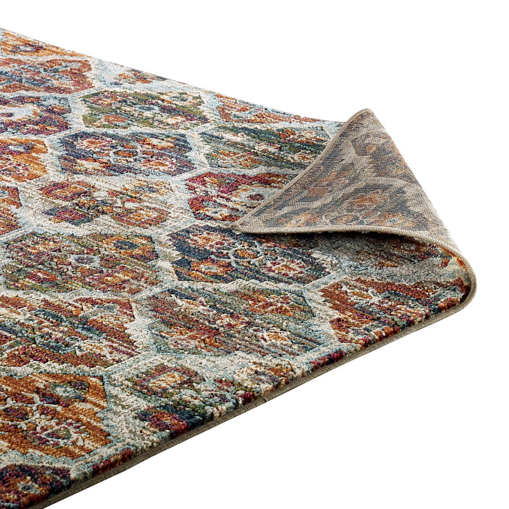 Tribute Azalea Distressed Vintage Floral Lattice 8x10 Area Rug by Modway