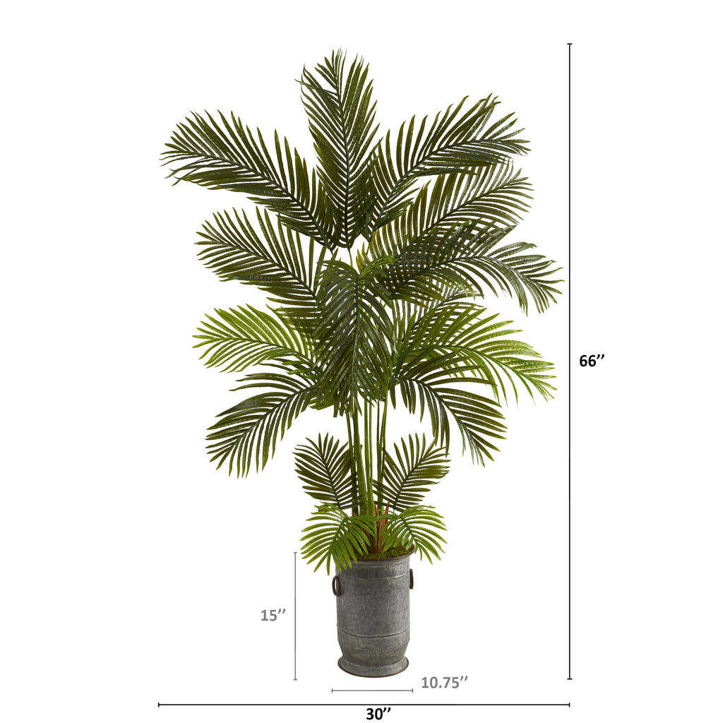 5.5' Areca Palm Artificial Tree in Vintage Metal Planter