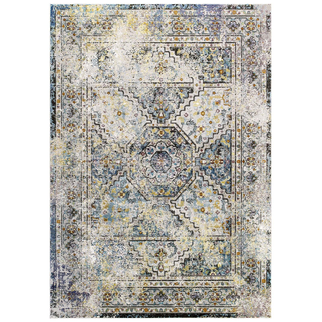 Success Jacinda Distressed Vintage Floral Vintage Medallion 5x8 Area Rug by Modway