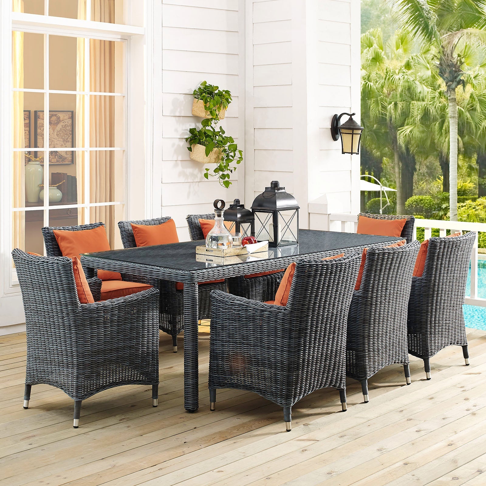 Summon 9 Piece Outdoor Patio Sunbrella¨ Dining Set by Modway