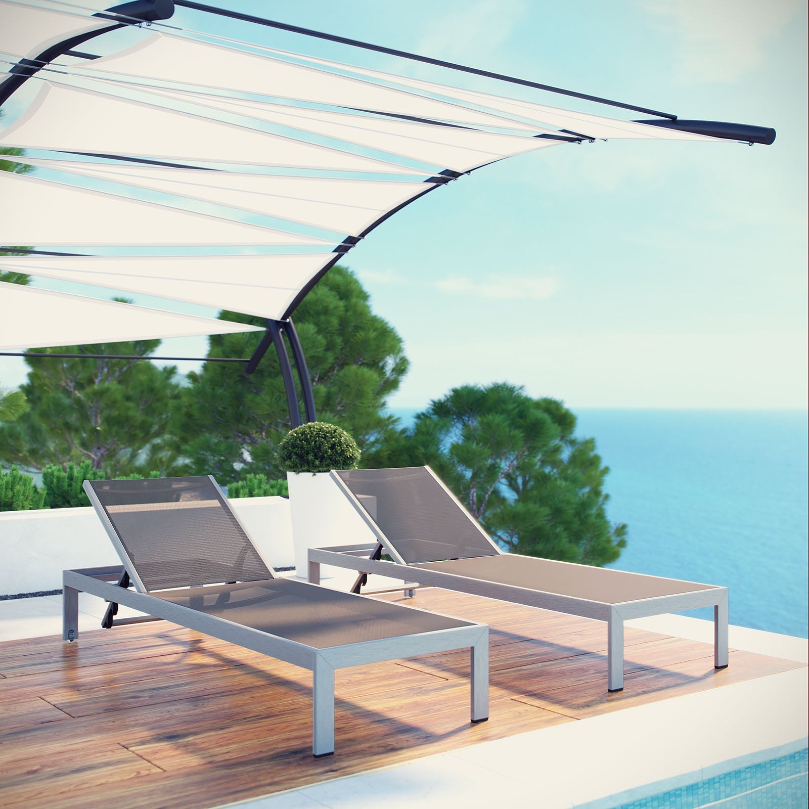 Shore Outdoor Patio Aluminum Chaise Set of 2 by Modway