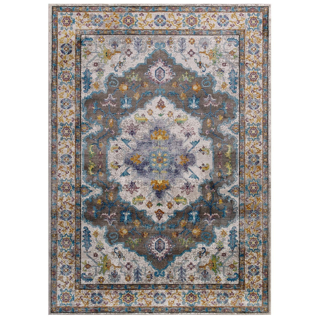 Success Anisah Distressed Floral Vintage Medallion 8x10 Area Rug by Modway