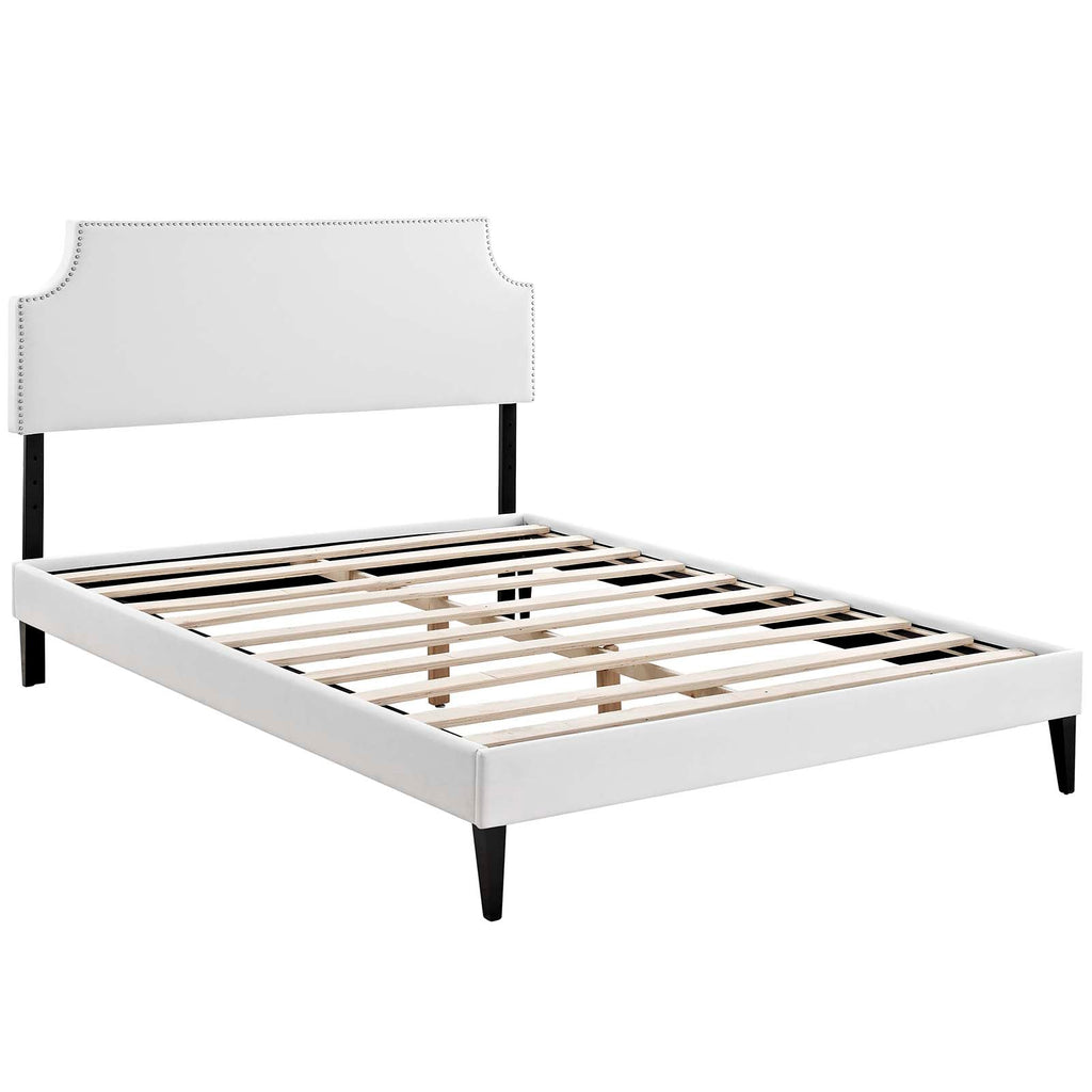 Corene Vinyl Full Platform Bed with Squared Tapered Legs by Modway