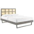 Sidney Cane and Wood Full Platform Bed With Angular Legs by Modway