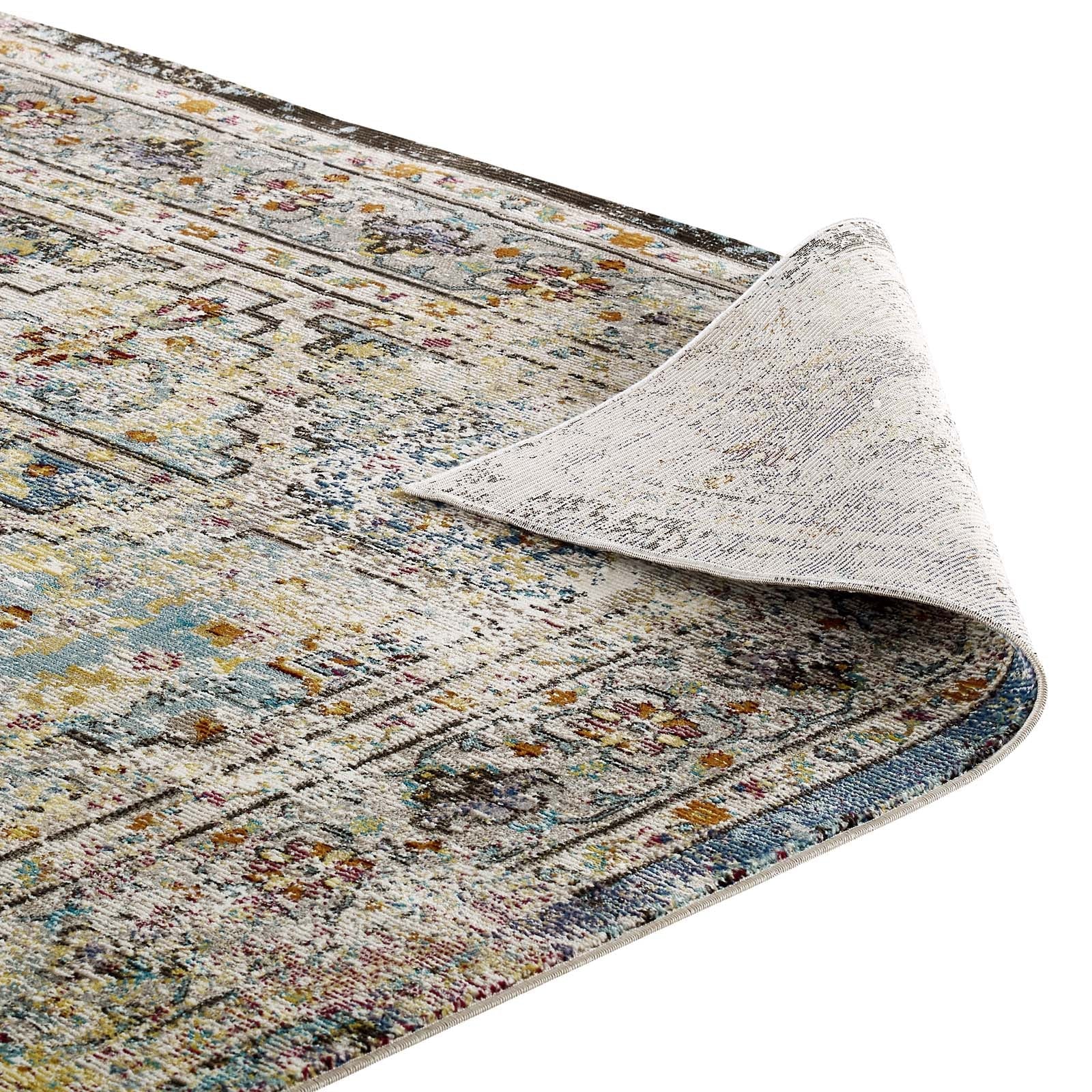 Success Jacinda Distressed Vintage Floral Vintage Medallion 8x10 Area Rug by Modway