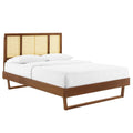 Kelsea Cane and Wood King Platform Bed With Angular Legs by Modway