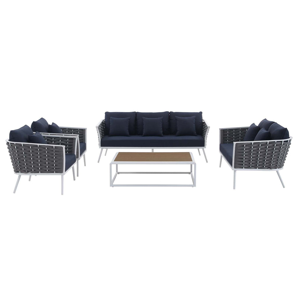 Stance 5 Piece Outdoor Patio Aluminum Sectional Sofa Set by Modway