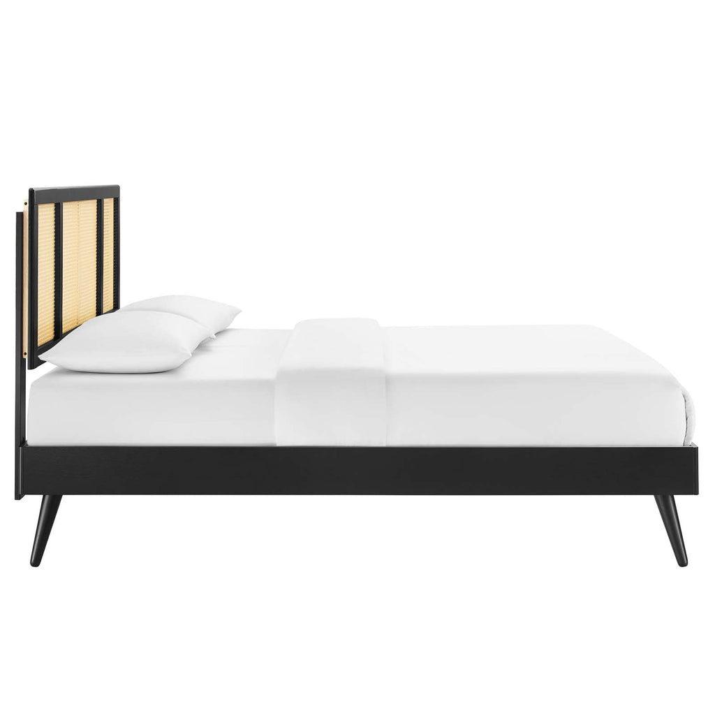 Kelsea Cane and Wood Queen Platform Bed With Splayed Legs by Modway