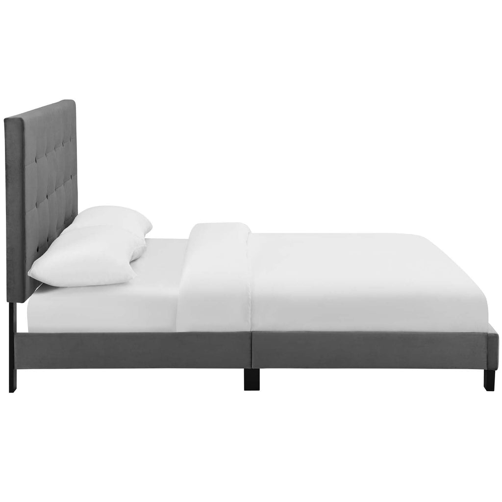 Melanie Tufted Button Upholstered Performance Velvet King Platform Bed by Modway