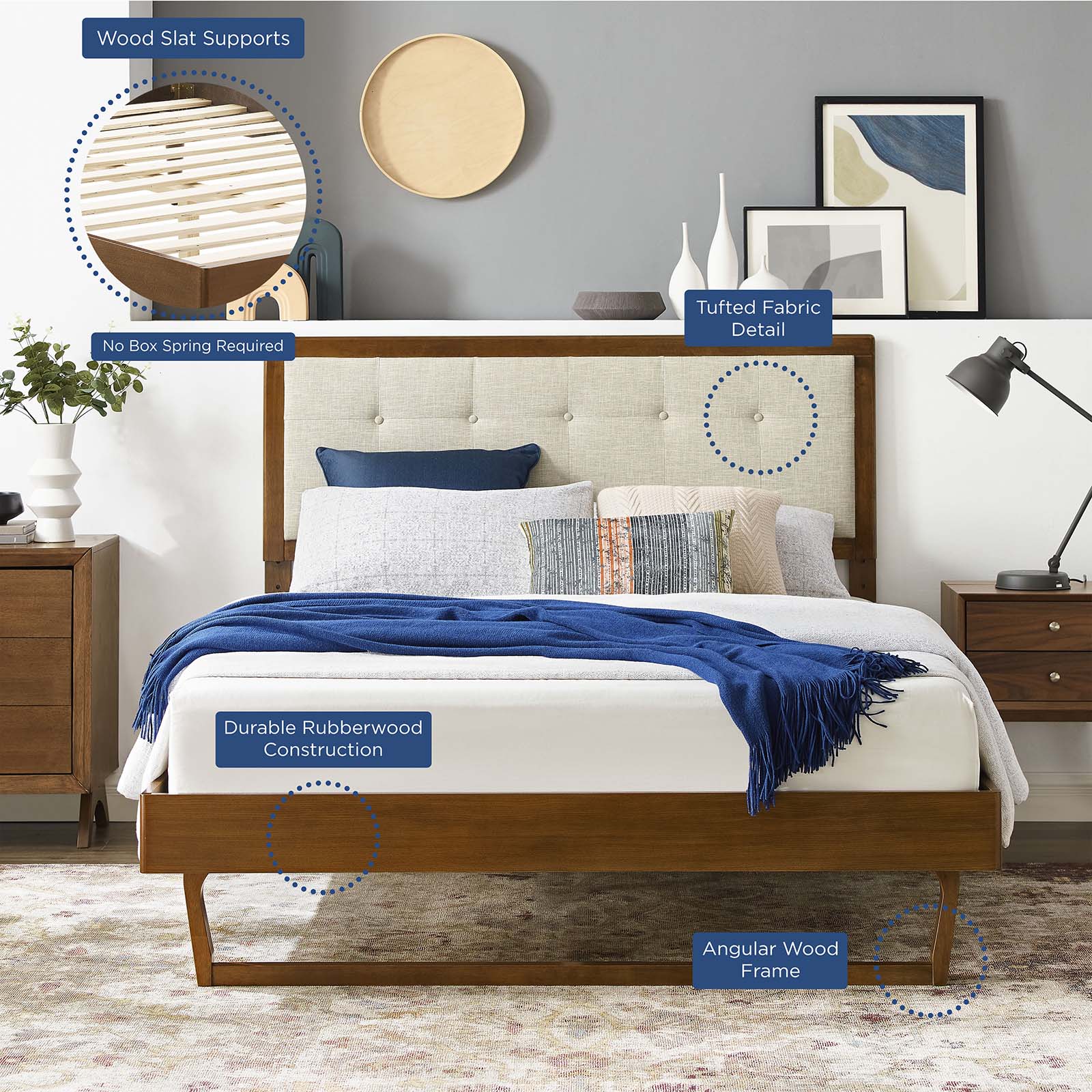 Willow Wood Full Platform Bed With Angular Frame by Modway