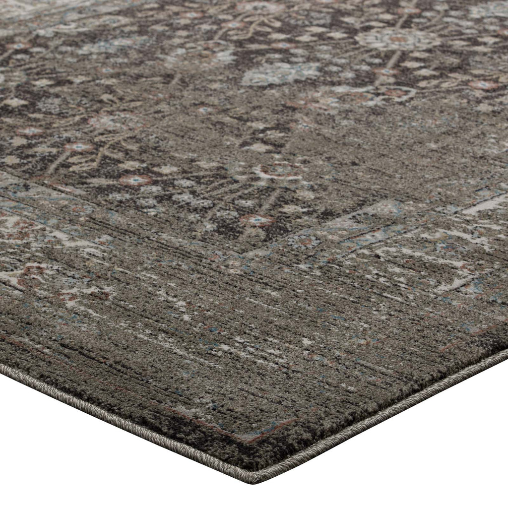 Berit Distressed Vintage Floral Lattice 5x8 Area Rug by Modway