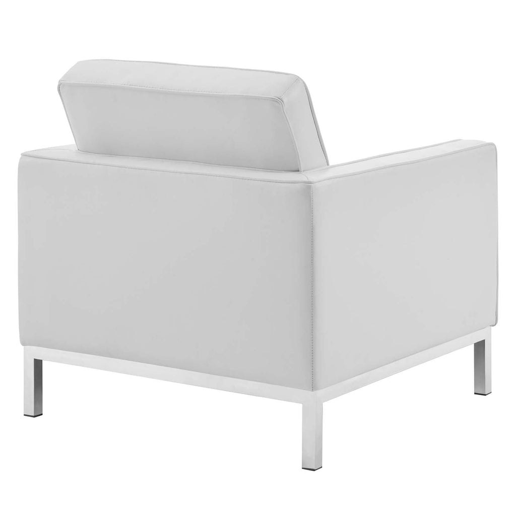 Loft Tufted Upholstered Faux Leather Sofa and Armchair Set by Modway