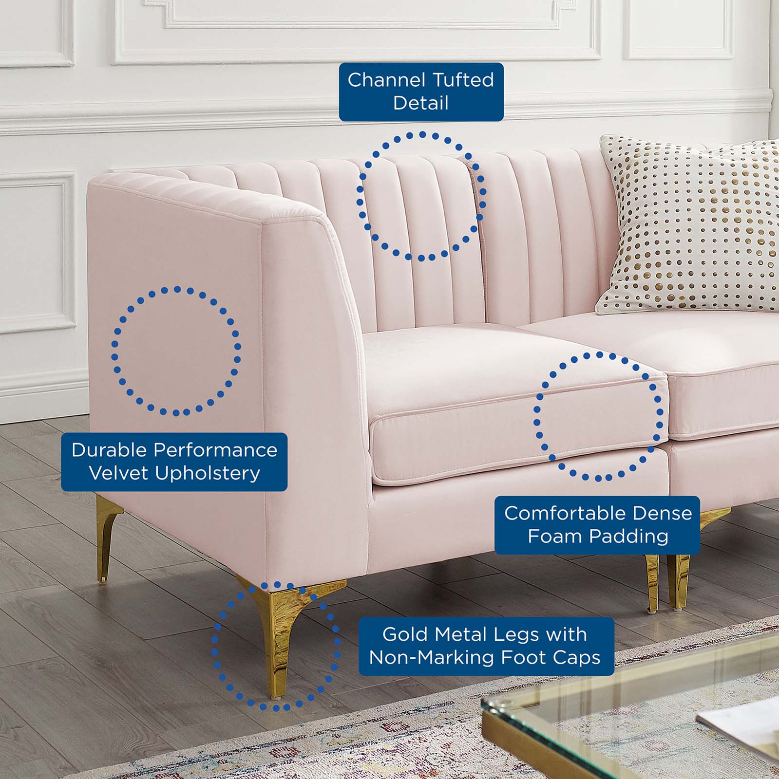 Triumph Channel Tufted Performance Velvet Loveseat by Modway