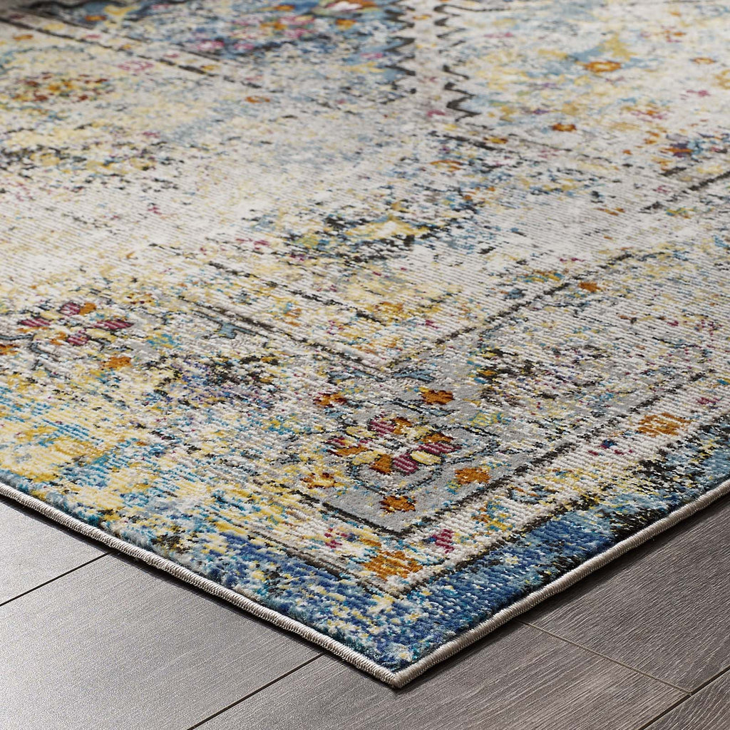 Success Jacinda Distressed Vintage Floral Vintage Medallion 4x6 Area Rug by Modway