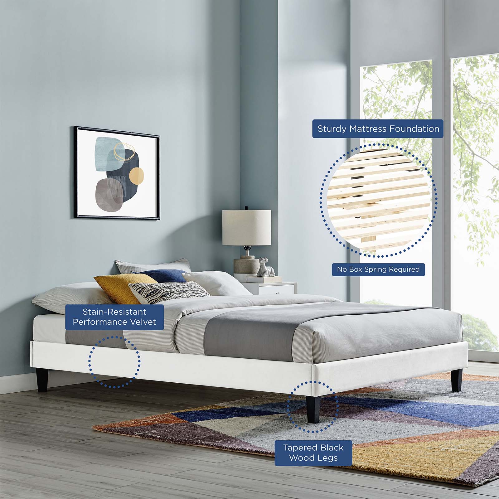 Reign Performance Velvet Full Platform Bed Frame by Modway