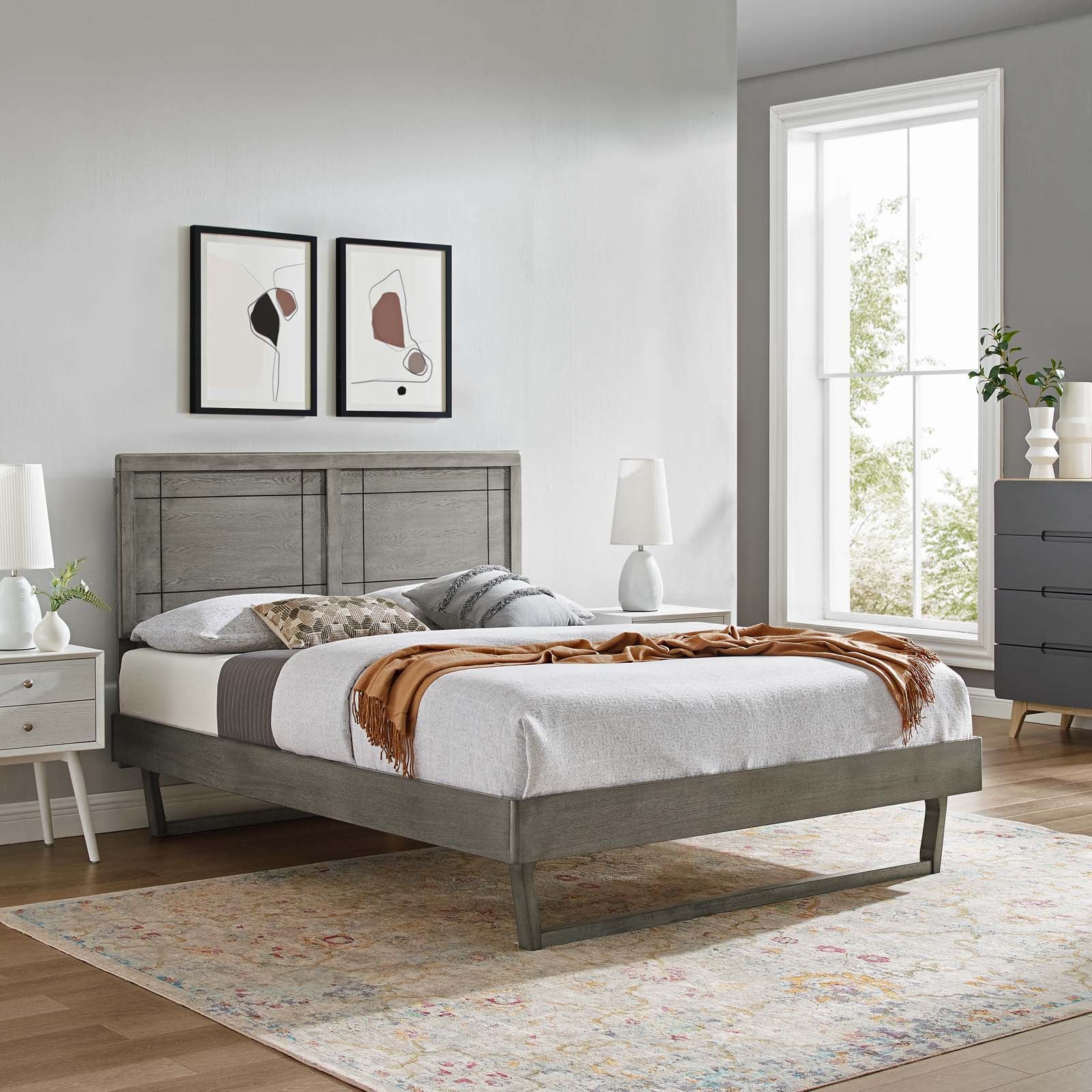 Marlee Wood Full Platform Bed With Angular Frame by Modway