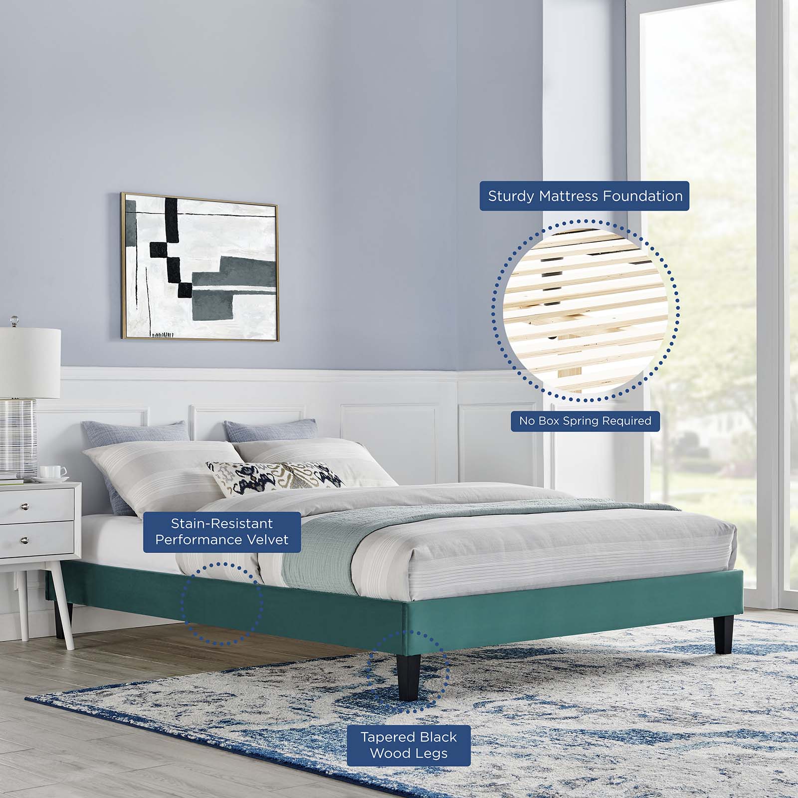 Reign Performance Velvet Full Platform Bed Frame by Modway