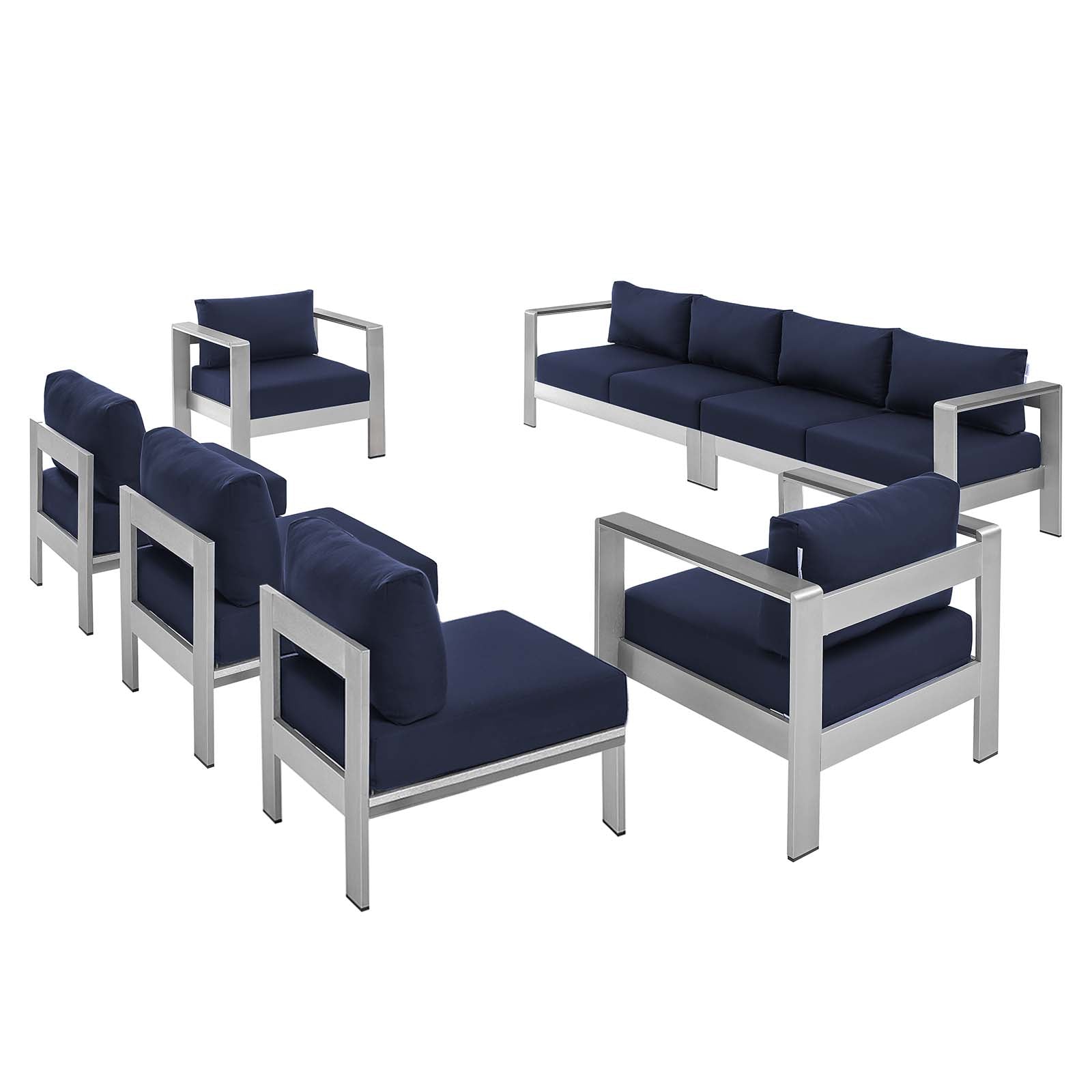 Shore 7 Piece Sunbrella¨ Fabric Outdoor Patio Aluminum Sectional Sofa Set by Modway